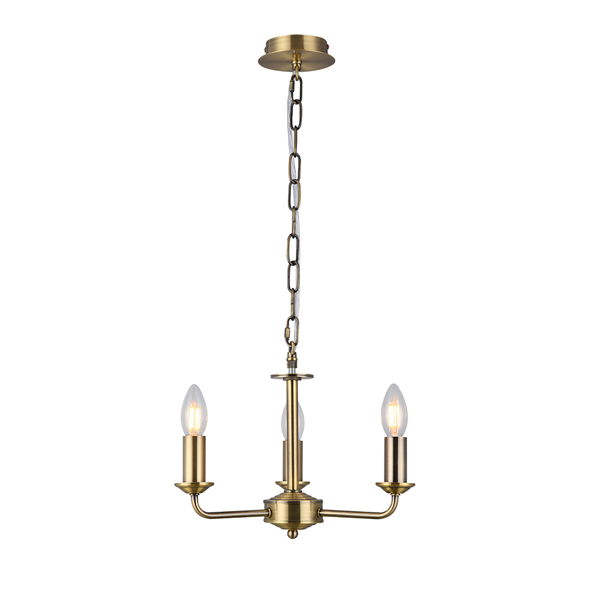 Banyan 3 Light Multi Arm Pendant With 45cm x 15cm Organza Shade Antique Brass/Soft Bronze DK0869  Deco Banyan AB SB